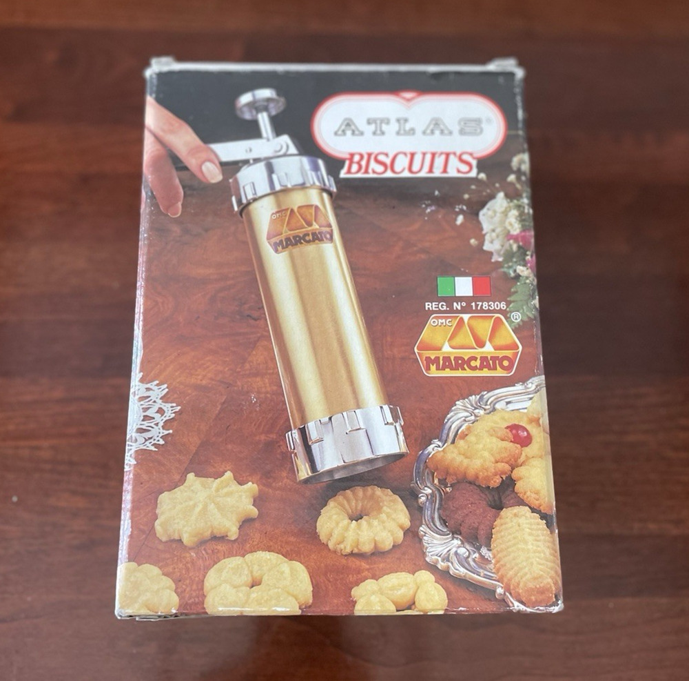 Marcato Atlas Biscuits Cookie Press Set Made in Italy Gold New With Box